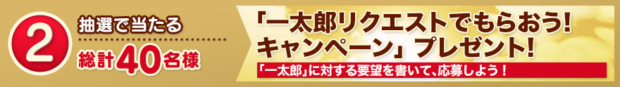 抽選で当たる総計40名様 「一太郎リクエストでもらおう！キャンペーン」プレゼント一太郎に対する要望を書いて、応募しよう！