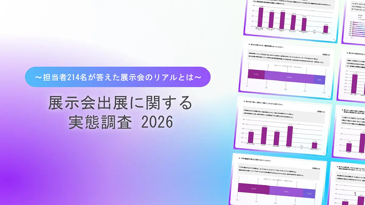 展示会出展に関する実態調査。出展目的は新規リード獲得、出展後の課題もリード