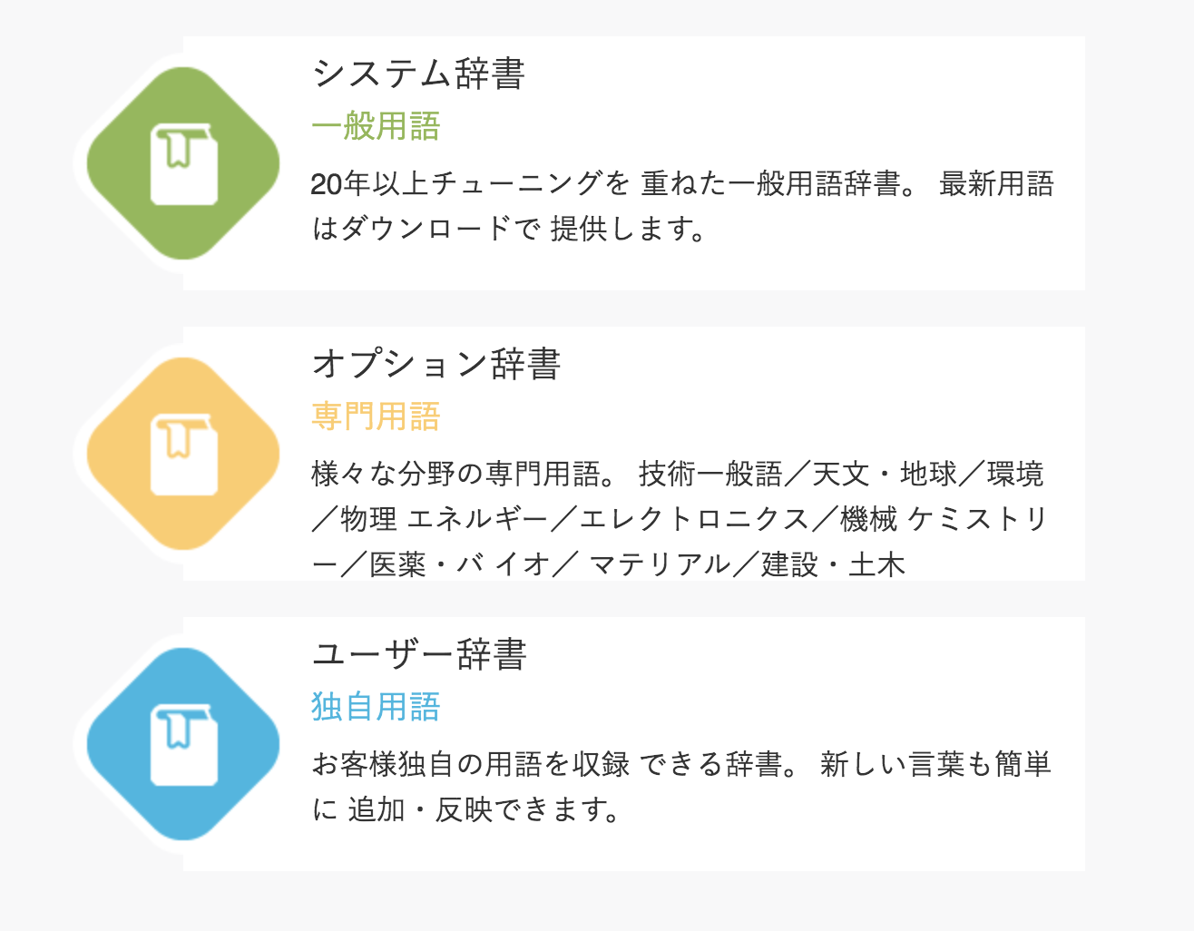 高精度検索を支える３つの辞書