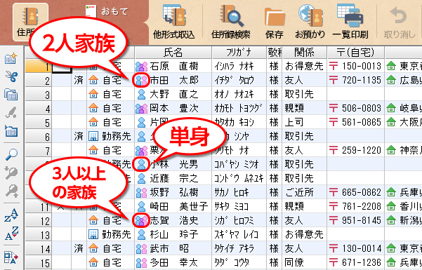 住所録機能 機能一覧 楽々はがき21 住所録 はがき作成ソフト 商品 サービス ジャストシステム